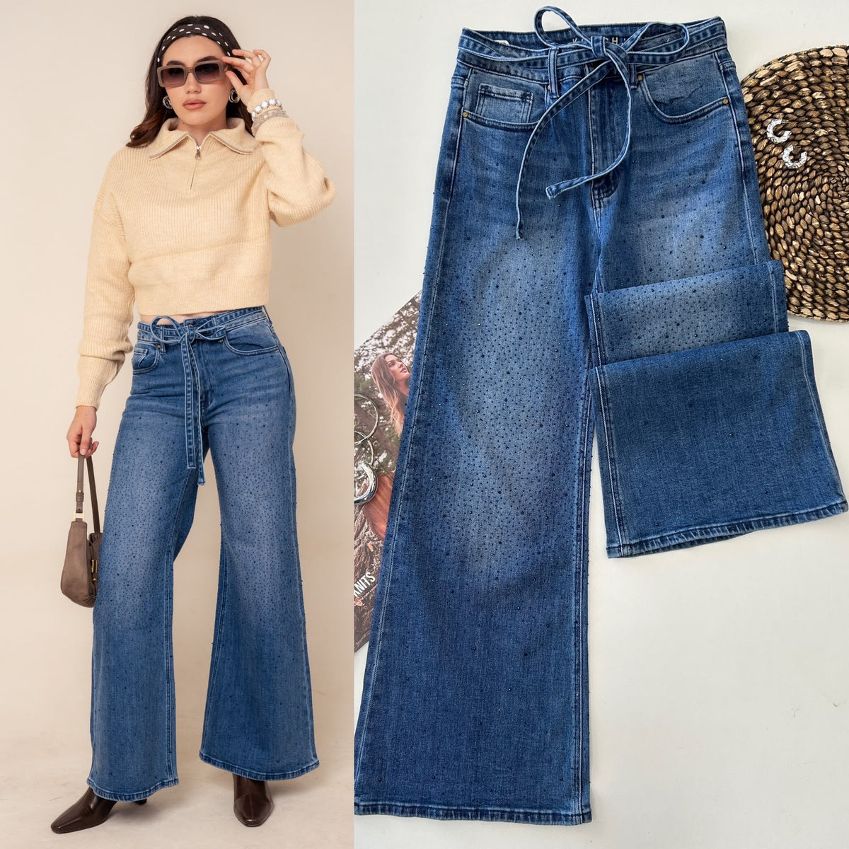 Pantalón mezclilla con pedrería