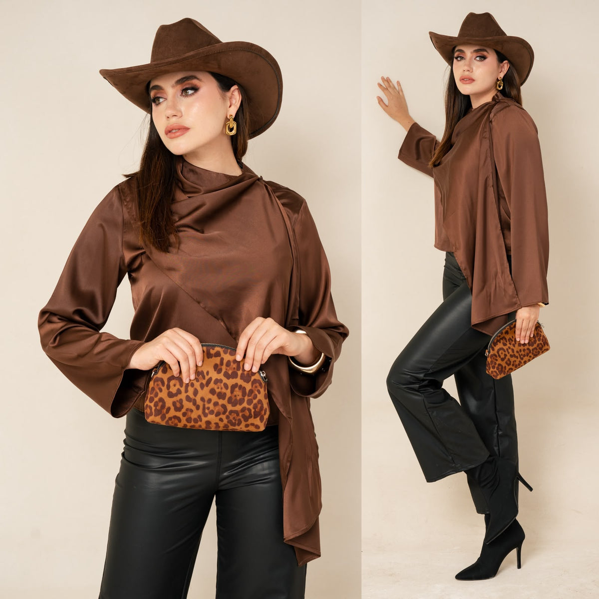 Blusa de cuello drapeado
