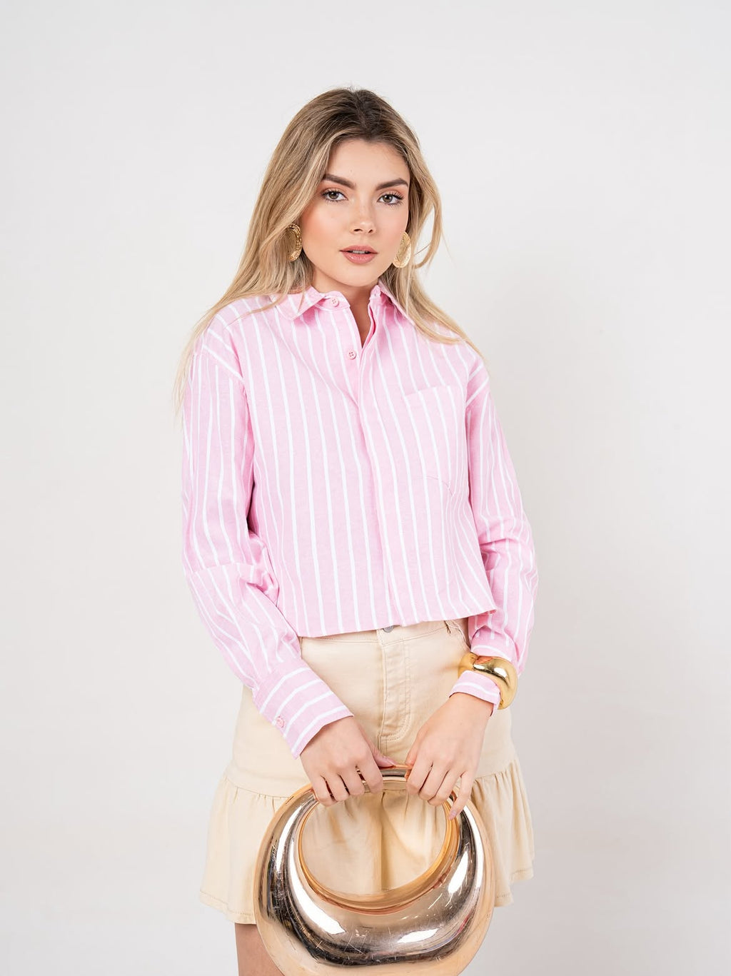 Camisa Cropped de Rayas