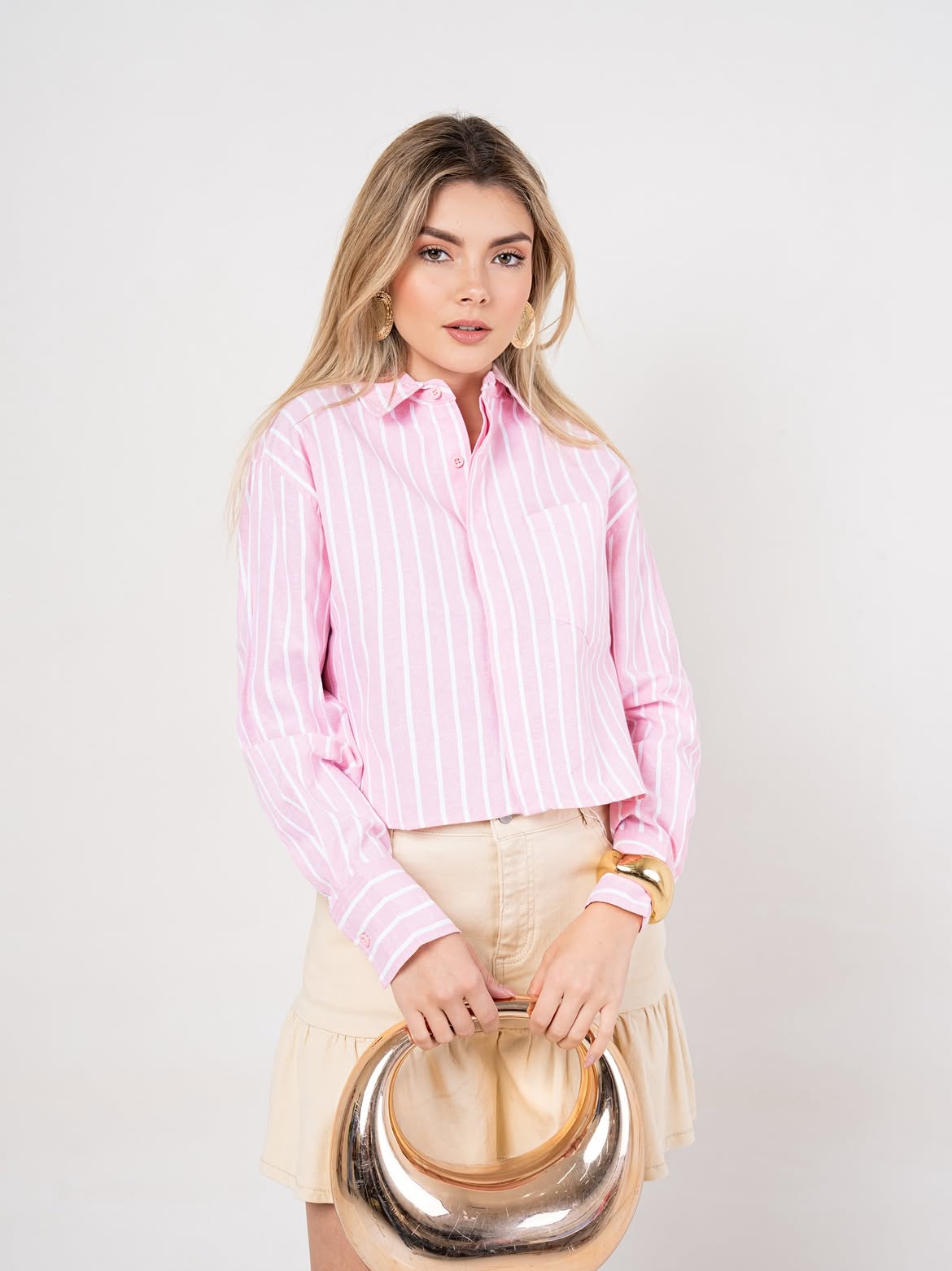 Camisa Cropped de Rayas