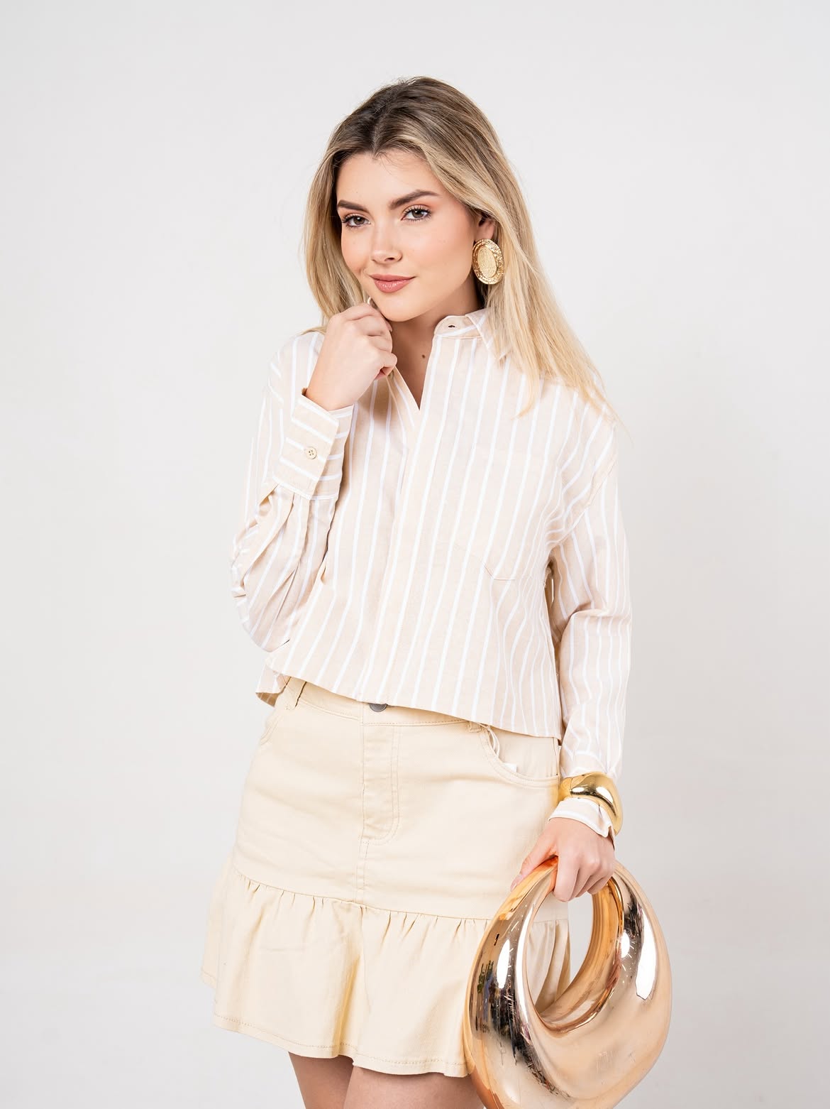 Camisa Cropped de Rayas