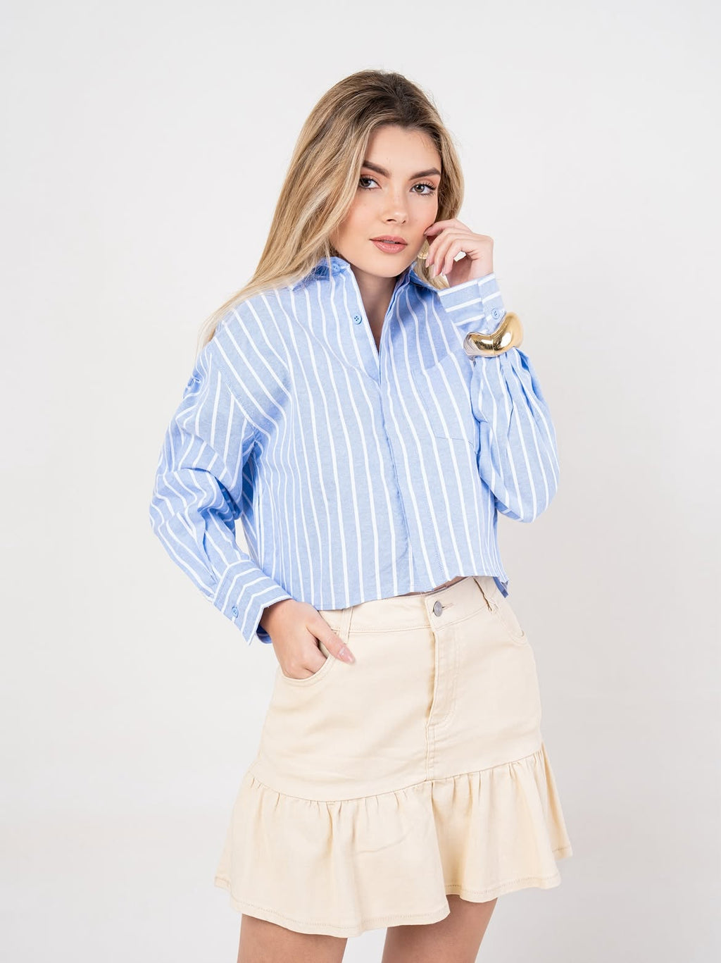 Camisa Cropped de Rayas