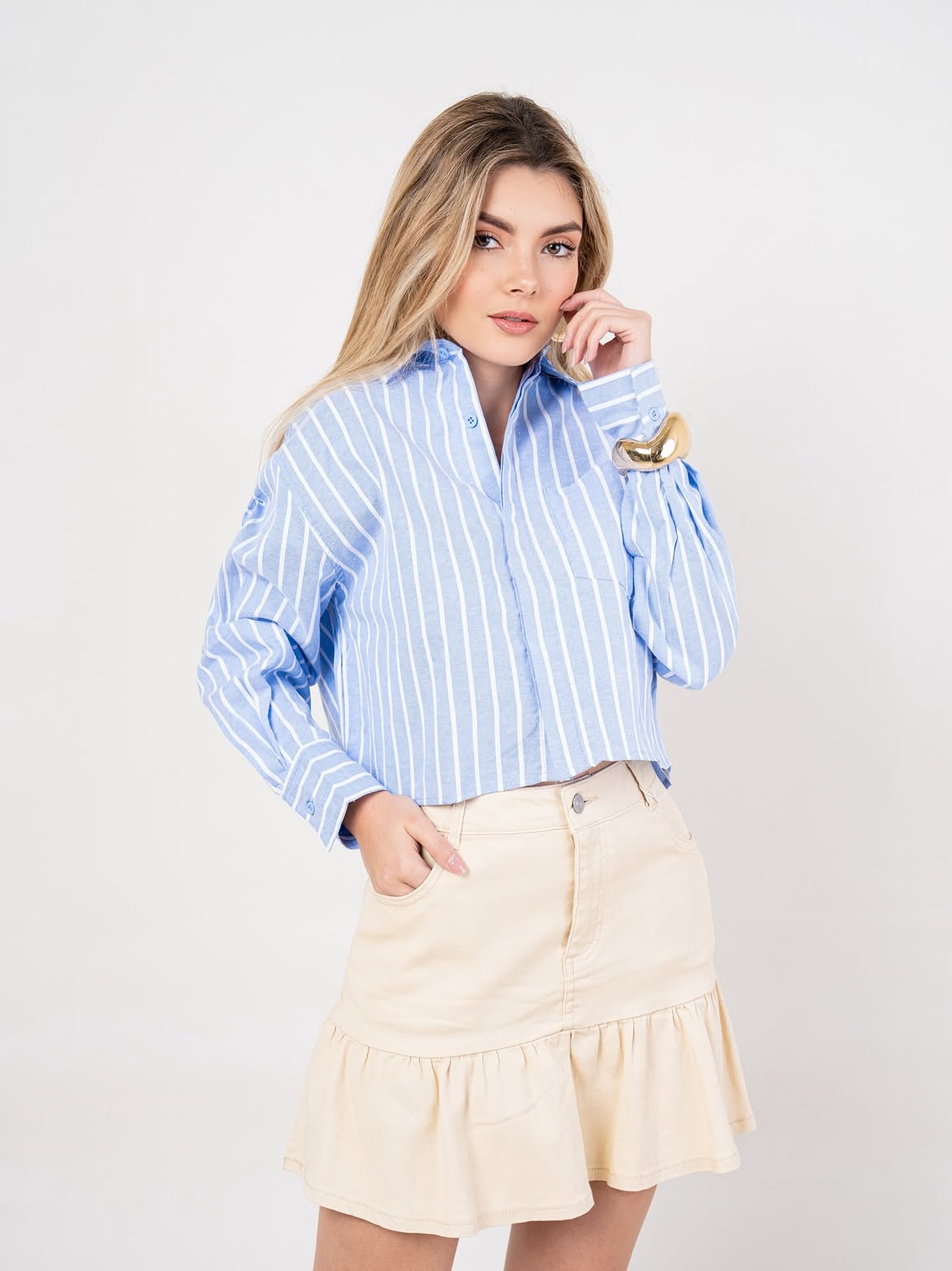 Camisa Cropped de Rayas