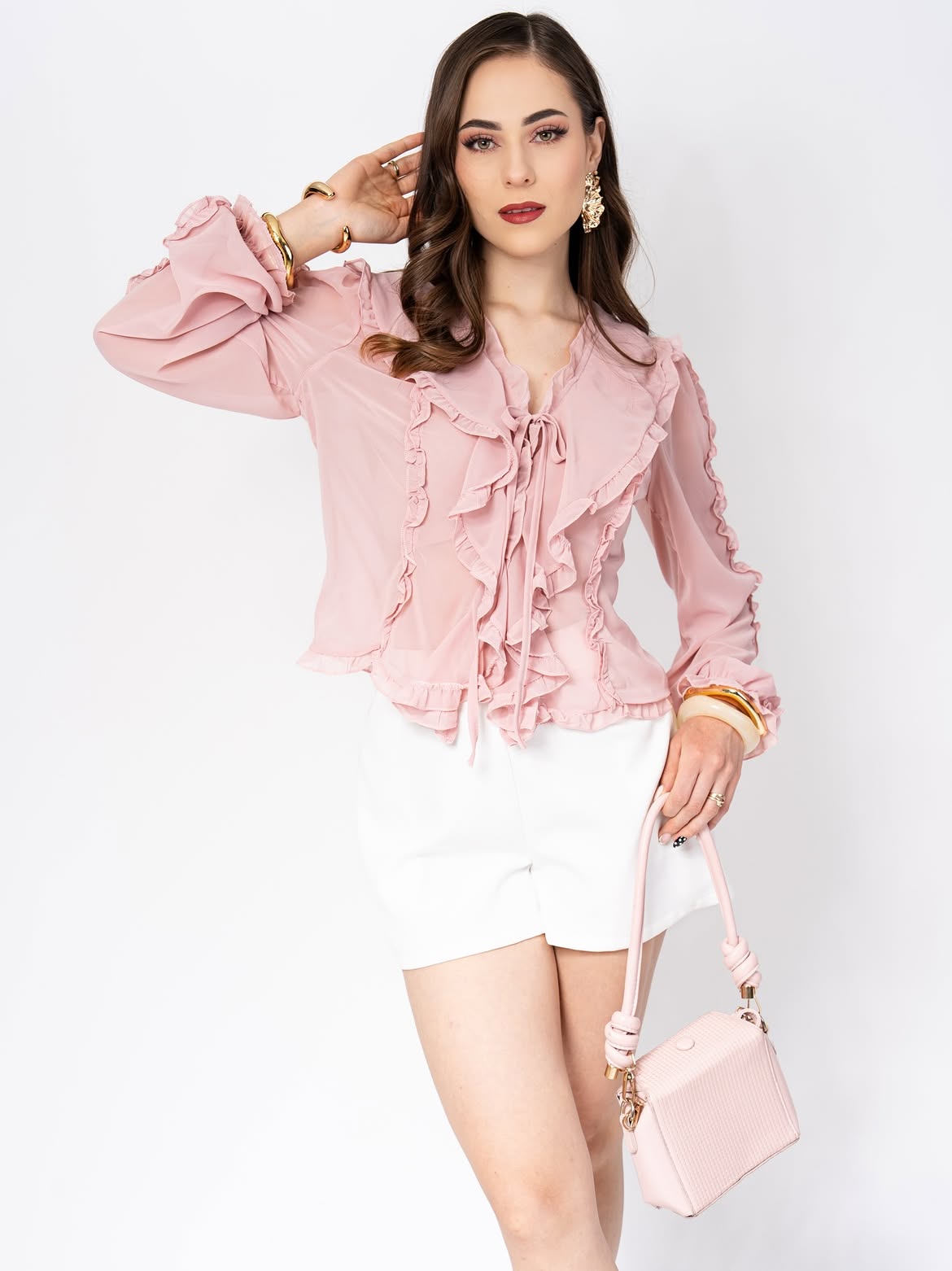 Blusa Romántica con Volantes y Lazo