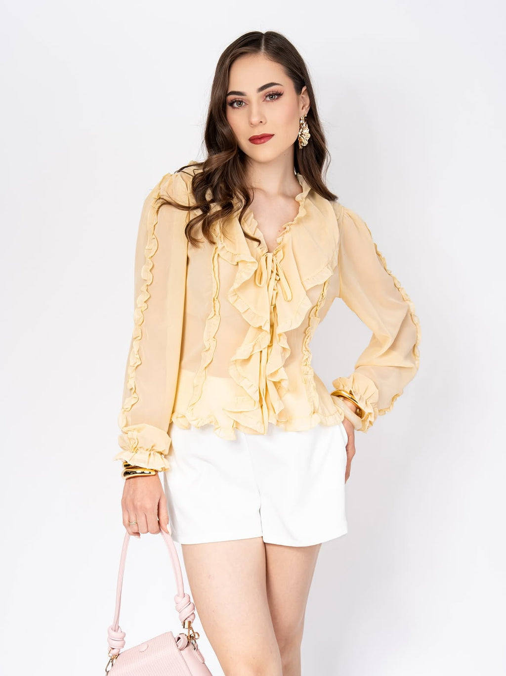 Blusa Romántica con Volantes y Lazo
