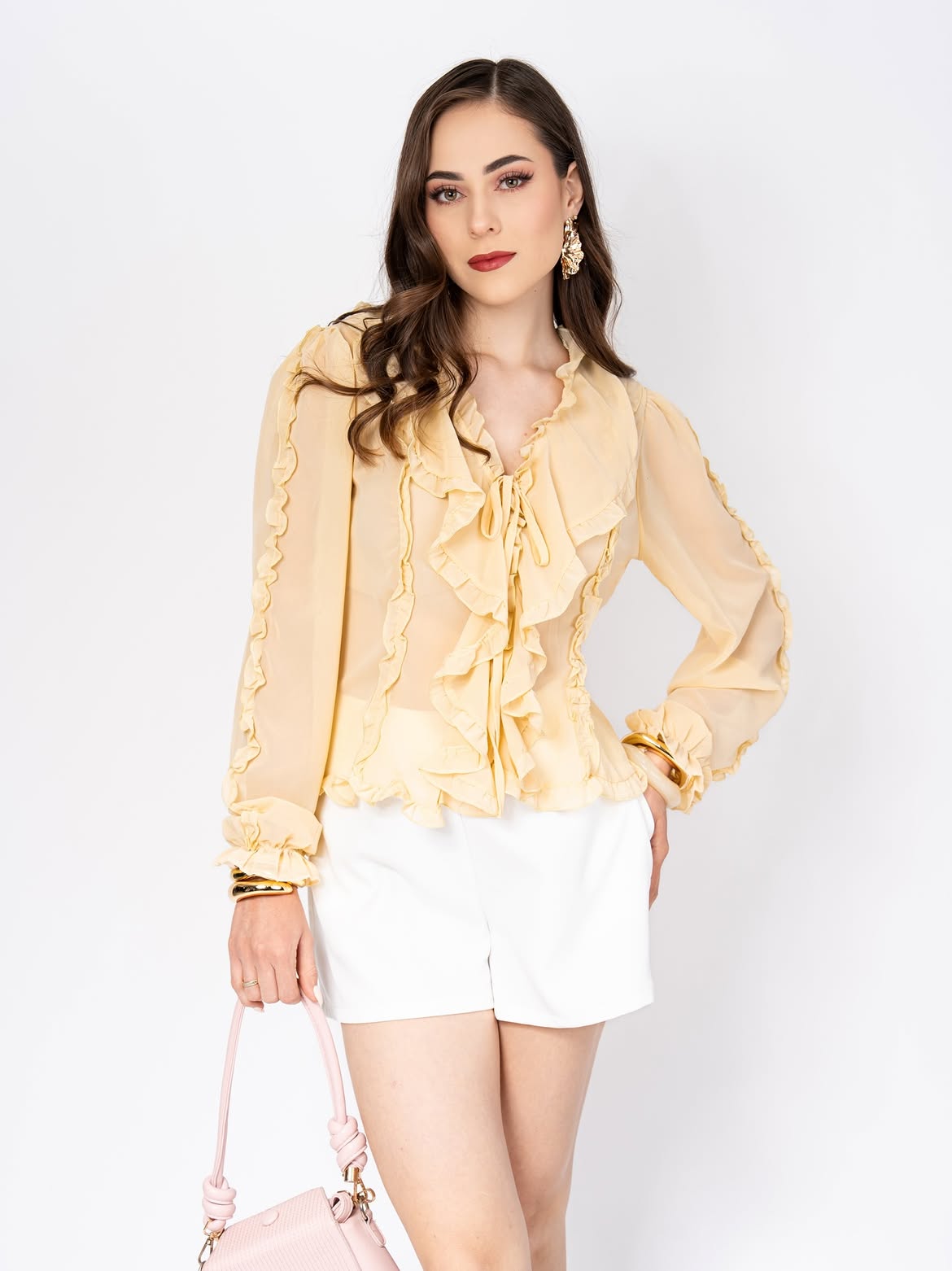 Blusa Romántica con Volantes y Lazo