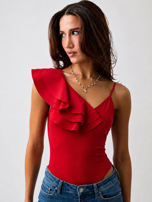Blusa Asimétrica con Olan Decorativo