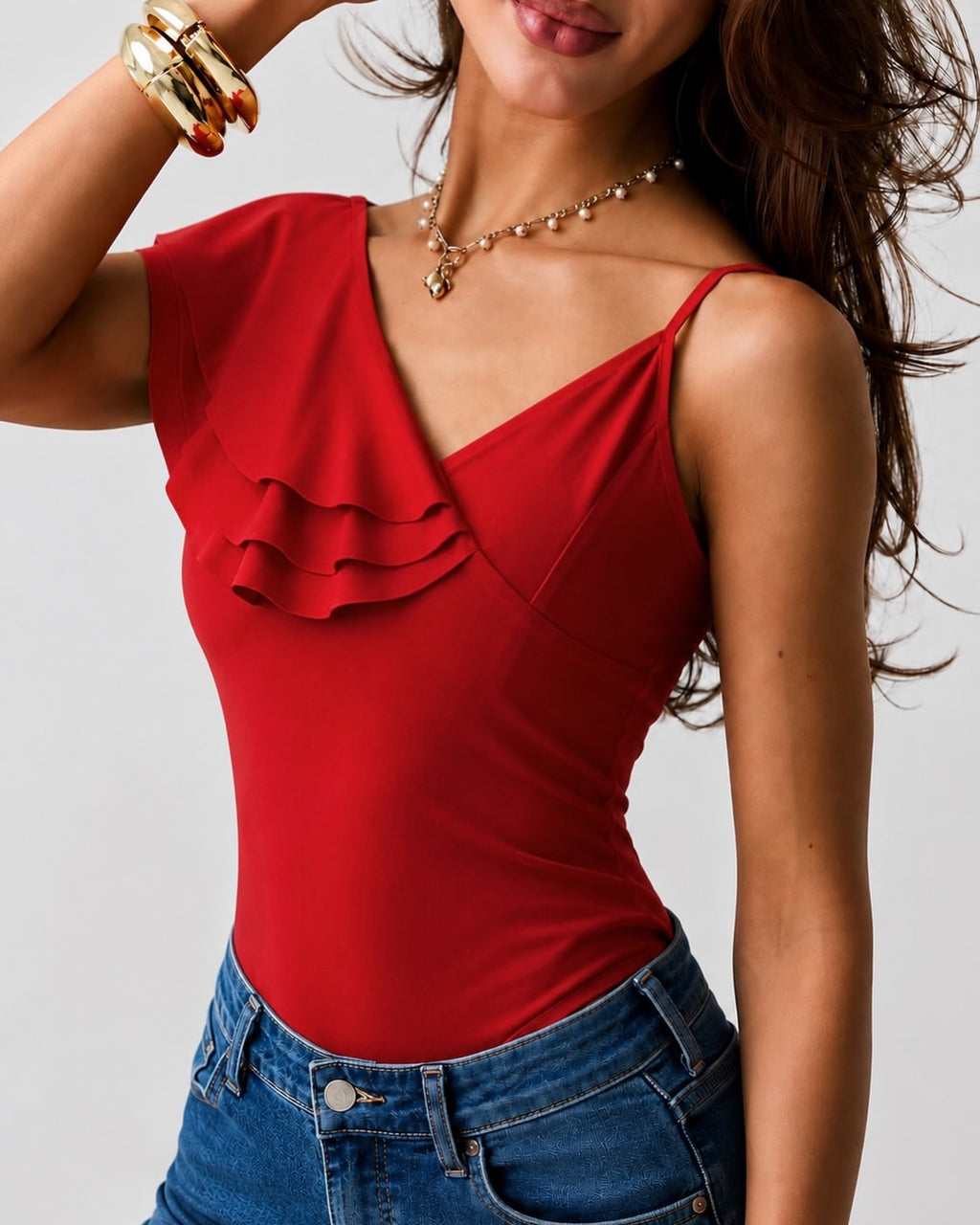 Blusa Asimétrica con Olan Decorativo
