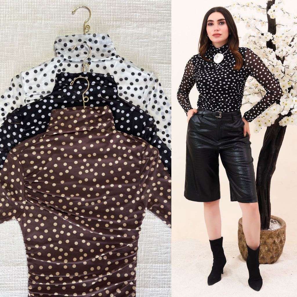 Blusa mesh lunares