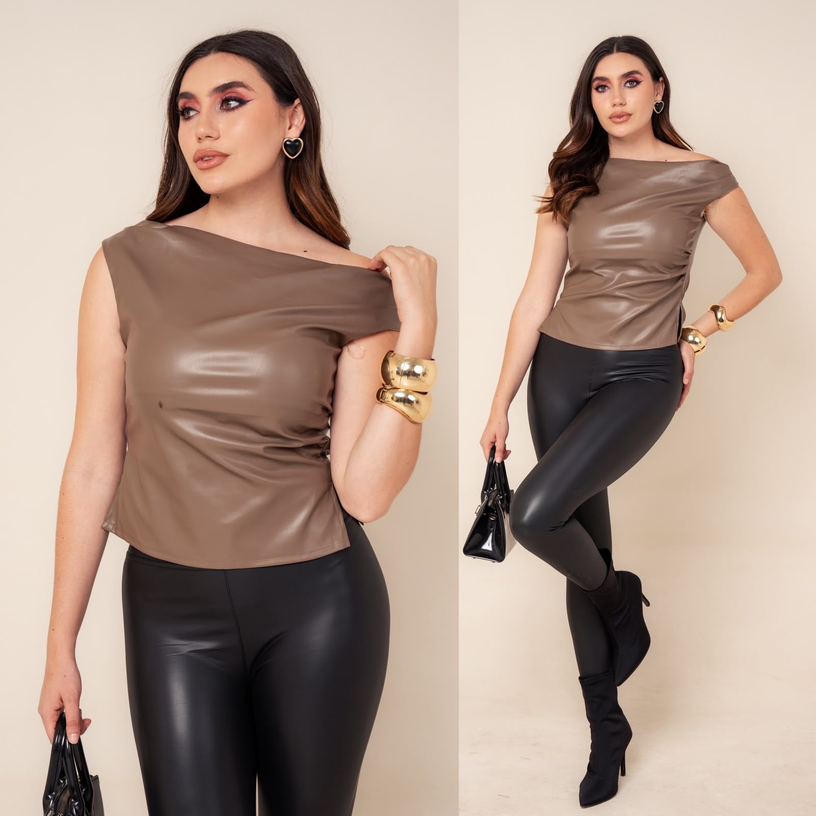 Blusa vinil a los hombros