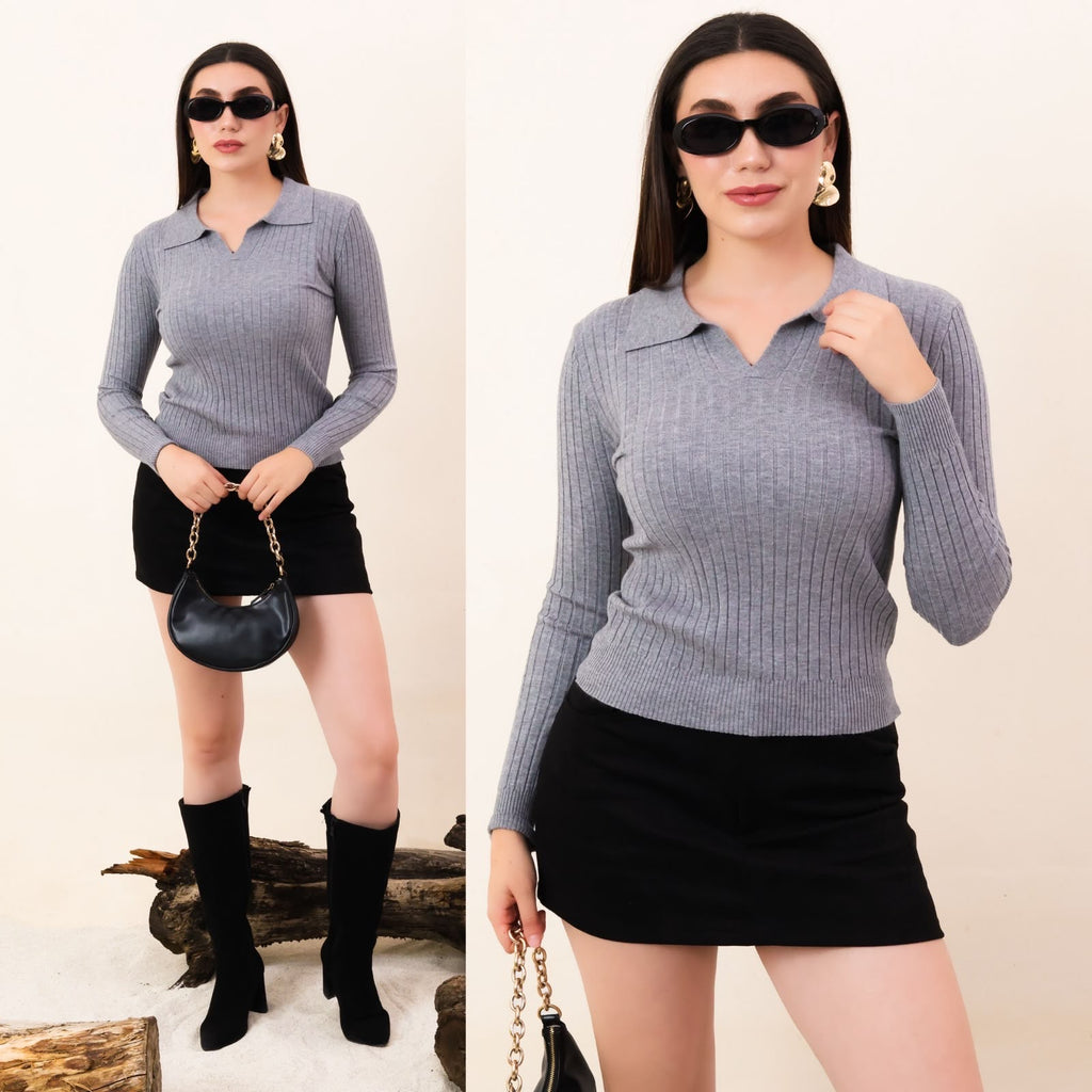 Suéter cuello tipo polo 4657