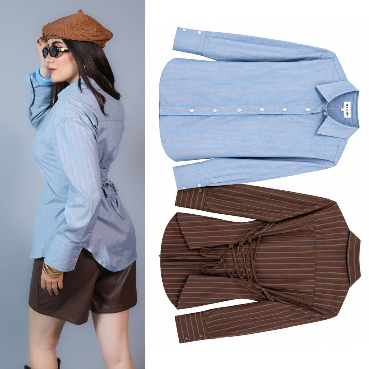 Camisa rayada ajustadora 4805