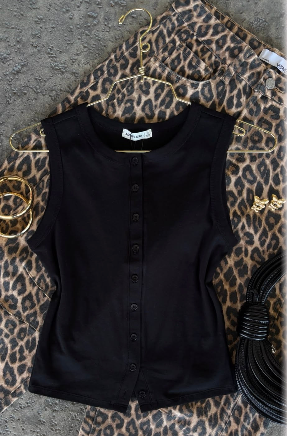 Blusa sin mangas con botones 4492