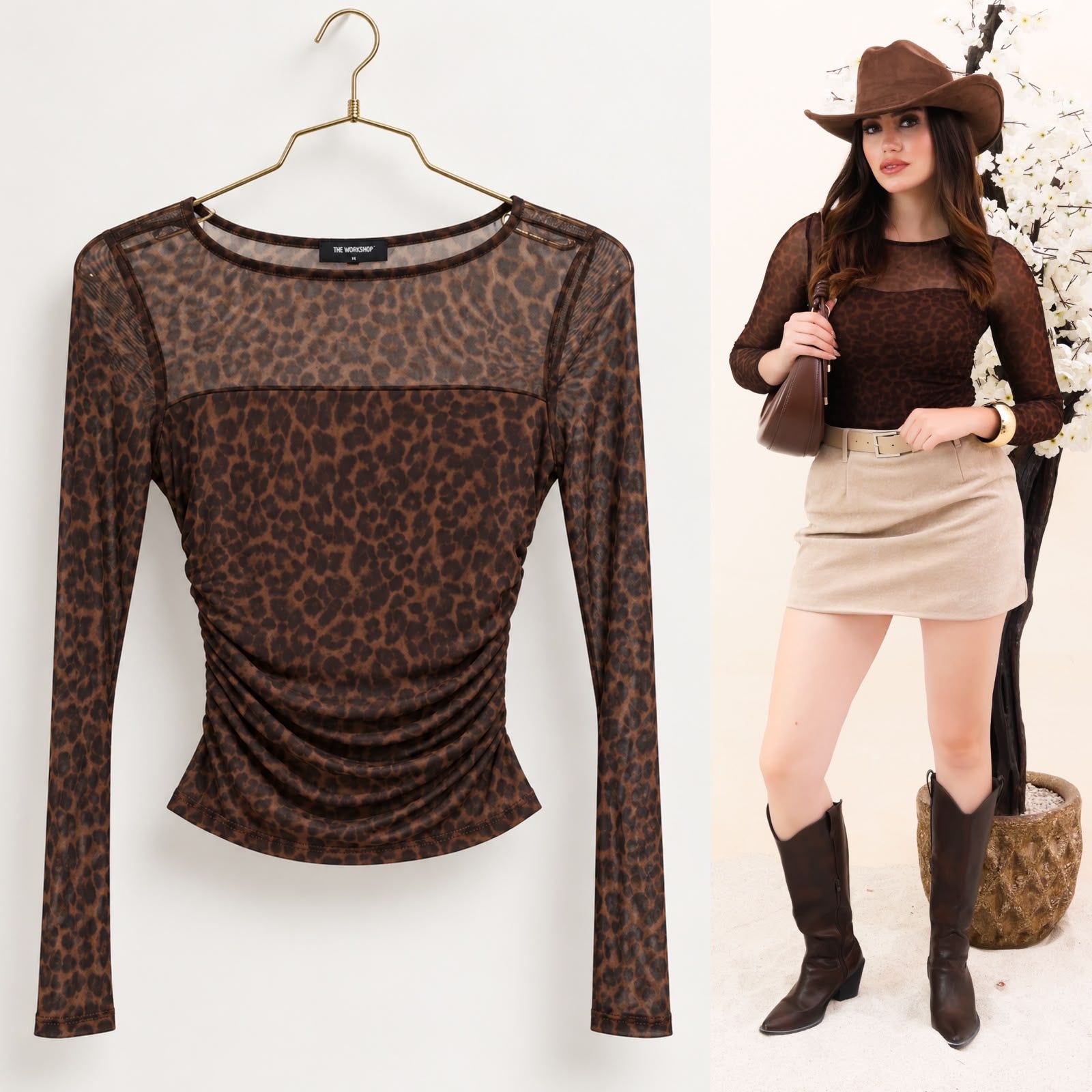 Blusa mesh animal print