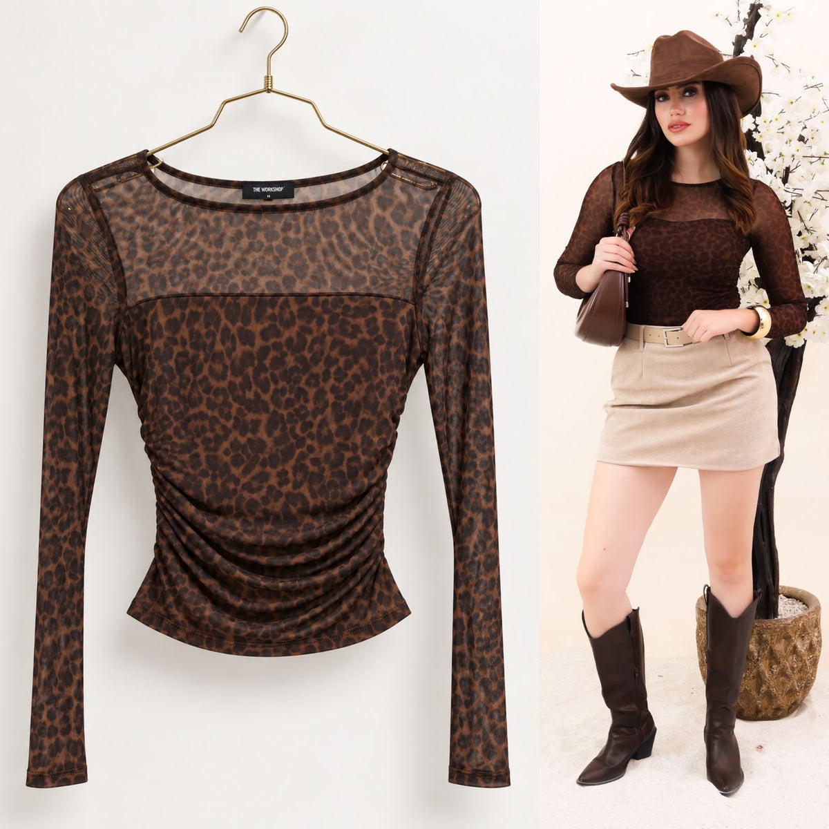 Blusa mesh animal print