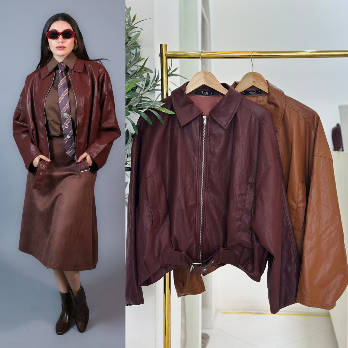 Chaqueta vinil oversize